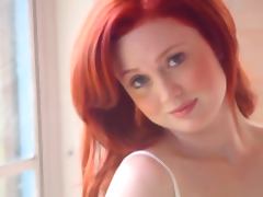 Charming redhead hottie Molly Shaw demonstrates her body for the cam