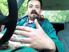 Smoking and jerking in car