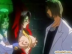 Bondage hentai gets hard threesome fucked by shemale anime nurse