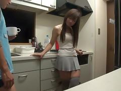 Gorgeous Horny Japanese Girl Getting Fucked in the Kitchen