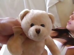 Teddy Bear wakes up the woman so she can get a good Fuck
