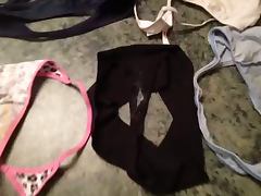 Cumming on dirty panties and thongs of sister in law