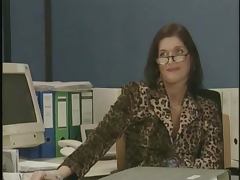 Lewd mature bitch gets her vag fucked hard in an office