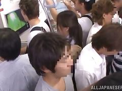 Horny Anna Anjo gets fucked and facialed in a metro train