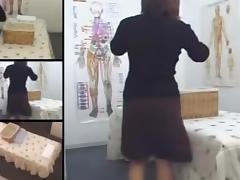 Athletic Japanese caught on a massage room hidden cam