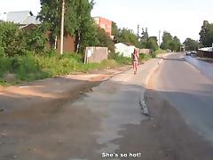 Cute girl fucking on the road in public