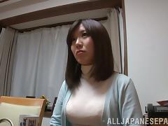 Naughty Saki Mizumi gives a rimjob and a titjob in POV video