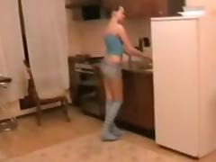 Hot amateur sex in the kitchen