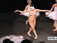 Subtitled Japanese CMNF ballerina recital strips naked