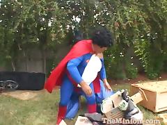 Ugly Fat Dude Makes A Parody Of Superman With Hot Babe Outdoors