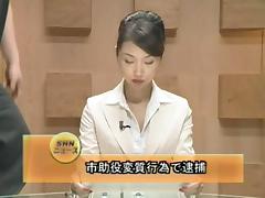Beautiful Japanese newscaster gets several facisls