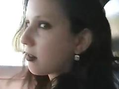 Goth Violet gets banged in backseat
