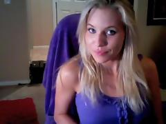 Lovely blonde girl shows off her nice boobs in webcam show