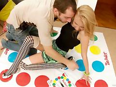 A sweet teen gets fucked after playing a twister