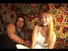 Russian couple having sex and talking to the camera