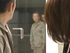 Japanese AV Model in office suit gets wild gang bang