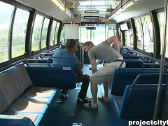 Interracial Gay Couple Fucks on a Public Bus