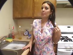 Busty Housewife Sucks in the Kitchen