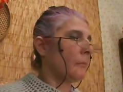Granny with glasses fucked and facialized