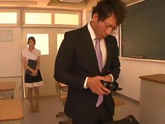 Beautiful Japanese babe Rio horny teacher gets cock
