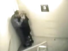 Stairway sex caught on tape