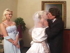 Lewd bride Missy Monroe gets double-teamed in hardcore MMF scene